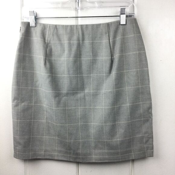 Banana Republic Gray & Cream Plaid Checked Skirt, Size 4 - Picture 7 of 8